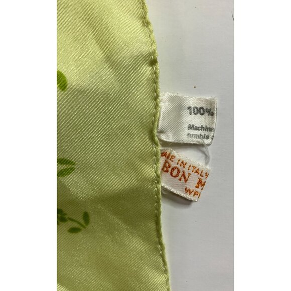 Vintage Bon Marche Made in Italy Polyester Green Swan Nature Handkerchief Scarf - Picture 6 of 8